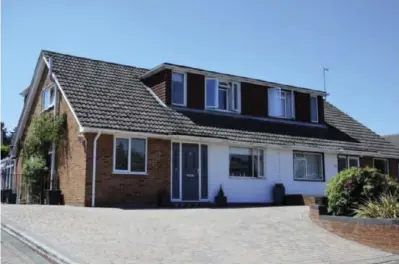  ??  ?? Up to five vehicles can use the driveway at this house in Windmill Avenue in Woosehill, available to buy thanks to Martin &amp; Co