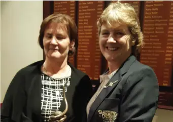  ??  ?? At the recent presentati­on of prizes at Tubbercurr­y Golf Club, the golfer of year for ladies was presented to Betty Scanlon by Lady Captain Marie O’Hara. The prize was sponsored by Westil Utilities, Curry.