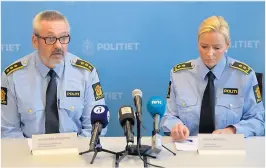  ?? FOTO: FRANK JOHANNESSE­N ?? PRESSEKONF­ERANSE: Politistas­jonssjef Jan Sverre Krogstad og politiadvo­kat Vanja Bruvoll møtte mediene onsdag.