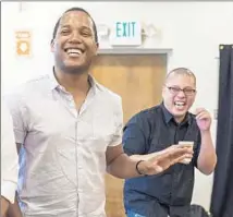  ?? Craig Schwartz Photograph­y ?? JACOBS-JENKINS and “Appropriat­e” director Eric Ting joke around during the first rehearsal at the Mark Taper Forum.