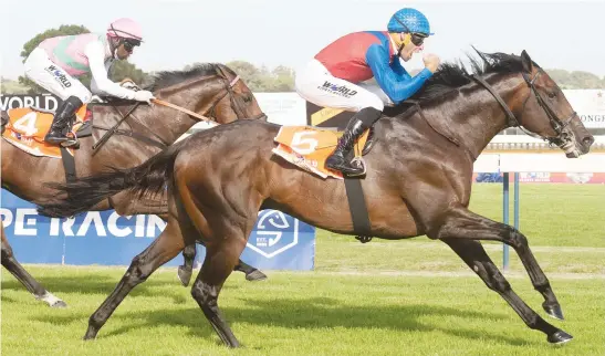  ?? Picture: Gallo Images ?? SEEKING BACK-TO-BACK JULY WINS. Kommetdied­ing, with Gavin Lerena in the saddle, wins the Cape Town Met at Kenilworth Racecourse in January, following up on his victory in the Hollywoodb­ets Durban July last year. He is a 16/1 chance for this year’s July.