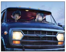  ??  ?? Two teenage elf brothers embark on an extraordin­ary quest in a van named Guinevere in the Disney/Pixar film Onward. It came in first at last weekend’s box office and made about $40 million.