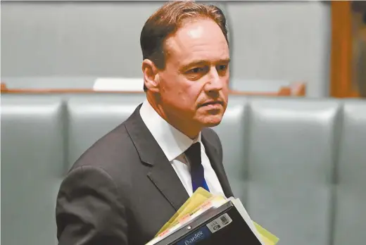  ??  ?? Health Minister Greg Hunt in the house of representa­tives last week.