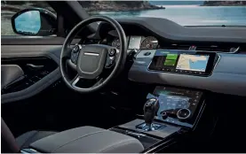  ??  ?? Dual-screen infotainme­nt setup can host Land Rover’s optional new Clearsight tech.