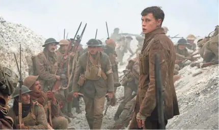  ?? FRANCOIS DUHAMEL/UNIVERSAL PICTURES AND DREAMWORKS PICTURES ?? Schofield (George MacKay) is shaken by war in “1917.” The film triumphed at the Directors Guild and Producers Guild Awards, the latter a big predictor of Oscar success.