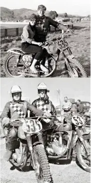  ??  ?? TOP With Jill at the Muswellbro­ok Short Circuit. ABOVE Len (left) with great mate Gordon Gausco at a ‘sixties Short Circuit meeting. BELOW Recently returned from a two-year stint in Europe, Len resumed winning ways at home, seen here on his Cotton at...