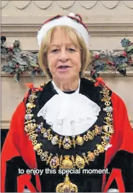  ??  ?? Mayor of Newbury Elizabeth O’Keeffe delivers an online Christmas message