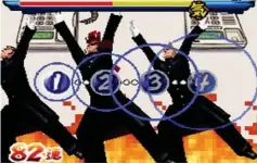  ??  ?? A perfect hit nets you 300 points, less exact timing earns 100 or 50 points, while missing entirely means the Ouendan fall flat on their backs. A string of successful hits increases a multiplier that affects your final grade