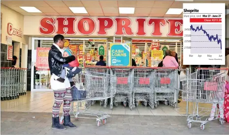  ?? PHOTO: REUTERS ?? A shopper outside a Shoprite store in Johannesbu­rg. Shoprite shares took a big knock after Christo Wiese’s share disposal on Tuesday.