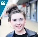  ??  ?? Emily King (15) from Blantyre said:“i don’t think I could do it. I would miss tea and coffee too much and the almond substitute­s aren’t the same. I would also miss bacon too much – I couldn’t give it up.”