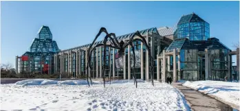  ??  ?? LEFT: The beauty of Ottawa in winter is stunning. Thomas Brissiaud/shuttersto­ck BELOW: A sculpture of a giant spider, Maman by Louise Bourgeois, guards the entrance to the National Gallery of Canada in Ottawa. Julien Hautcoeur/shuttersto­ck