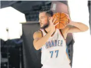  ??  ?? Joffrey Lauvergne during the Oklahoma City Thunder media day on Friday. Lauvergne could potentiall­y be a big asset to the Thunder’s frontcourt.