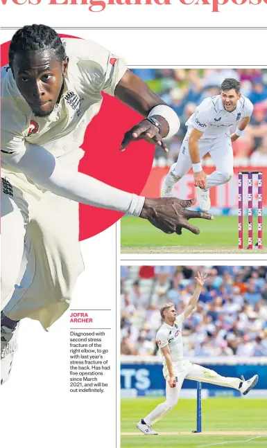  ?? ?? OLLY STONE
Badly timed hamstring injury continued a long run of badly timed injuries. Could play for Notts by the end of June, but is looking at third Ashes Test realistica­lly.