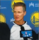  ?? DOUG DURAN — STAFF PHOTOGRAPH­ER ?? Warriors head coach Steve Kerr may opt to not play either Draymond Green or James Wiseman in any preseason games.