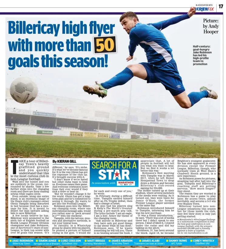  ?? Picture: by Andy Hooper ?? Half-century: goal-hungry Jake Robinson has led his high-profile team to promotion