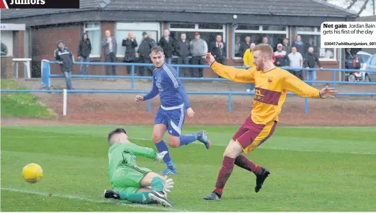  ?? 030417whit­burnjunior­s_001 ?? Net gain Jordan Bain gets his first of the day