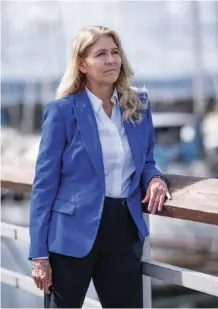  ?? RUTH FREMSON/THE NEW YORK TIMES ?? Washington State Rep. Tina Orwall poses last Tuesday at the marina in Des Moines, Wash. Orwall drafted Washington State’s new law prohibitin­g AI-generated sexually explicit images of minors.