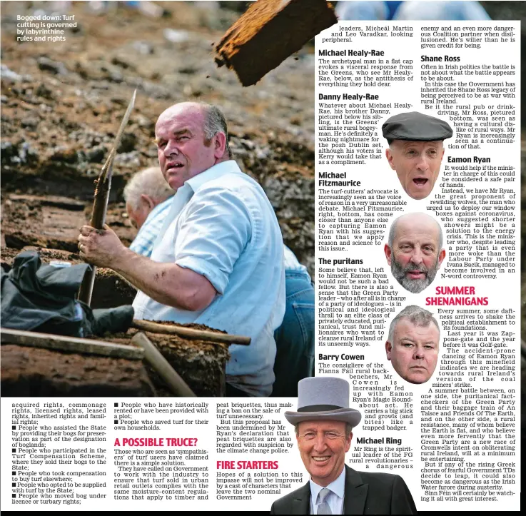  ?? ?? Bogged down: Turf cutting is governed by labyrinthi­ne rules and rights
Mr Ring is the spiritual leader of the FG rural revolution­aries – a dangerous