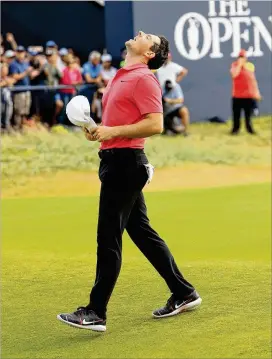  ?? ANDREW REDINGTON / GETTY IMAGES ?? Rory McIlroy reacts on the 18th green during the final round of the 147th Open Championsh­ip on Sunday in Carnoustie, Scotland.