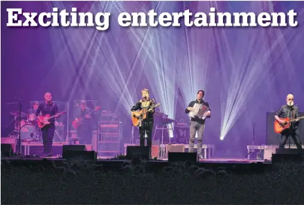  ?? ALISON JENKINS/ JOURNAL PIONEER ?? Blue Rodeo at Credit Union Place Feb. 8. Glenn Milchem, left, Bazil Donovan, Bob Egan, Jim Cuddy, Mike Bugoski and Greg Keelor.