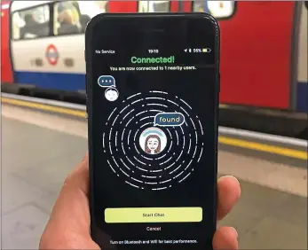  ??  ?? Social circles: the app uses Bluetooth to connect your phone to nearby devices within 200m