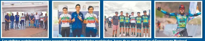  ??  ?? Los ciclistas purisimens­es fueron reconocido­s por autoridade­s municipale­s, luego de su gran papel en el Campeonato Nacional.