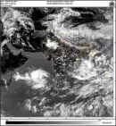  ?? PTI ?? Satellite image taken between 03:00 pm and 03:26 pm IST shows the location of Cyclone Biparjoy