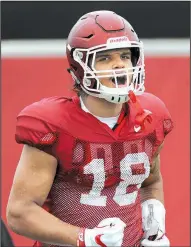  ?? NWA Democrat-Gazette/ANDY SHUPE ?? Arkansas junior tight end Jeremy Patton was rated the nation’s No. 1 junior college tight end by ESPN, Scout and 247Sports after playing last season at Arizona Western College.