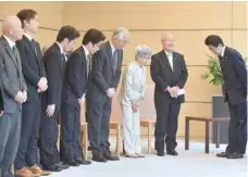  ?? — Reuters ?? Japan’s Prime Minister Shinzo Abe (R) meets family members of victims abducted to North Korea at the Prime Minister’s official residence in Tokyo on Thursday.