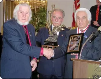  ?? Photo by Petra Chesner Schlatter ?? John “Jack” Jamison, left, was given the Joseph Hogan - Eagle Volunteer Award. He is pictured with Antonio Albano, center, and Gabriel Mascio.