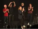  ?? Photograph: Mark Allan/ Barbican ?? Jane Birkin (centre) with her band at the Barbican, London.