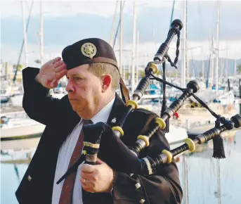  ?? ?? Pipe Major for the Veterans and Families Pipe Band John Ferguson.