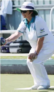  ??  ?? Yarragon’s Nicole Mazza steadies ahead of her bowl against Trafalgar in division three on Tuesday. Yarragon won 74/59.