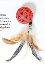  ?? ?? The all-new WORBL Salmon Scented cat toy from KuhleKatz is a solo play toy, which consists of a proprietar­y salmon scent, a TPR mesh ball, and real guinea feathers. kuhlekatz.com