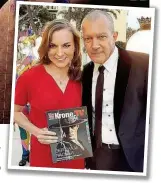  ??  ?? „ Krone“- Redakteuri­n Marie Pribil traf Hollywood- Star Antonio Banderas, der für seine Rolle als Picasso Haare ließ.