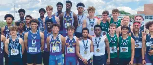  ?? THE MORNING CALL TOM HOUSENICK/ ?? Wilson’s foursome of Zack Gillen, Damian Simpson, Zakai Hendricks and Damon Simpson won PIAA gold in Saturday’s Class 3A boys 400-meter relay with a school-record and area-record time of 41.49.