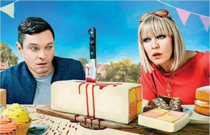  ??  ?? En série. Roy Silver (joué par Mathew Horne) et Agatha Raisin (Ashley Jensen) dans « Agatha Raisin », de Sky TV, diffusée sur France 3.