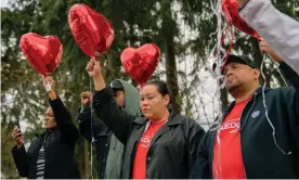  ??  ?? Family and friends of Alyssa McLemore, and members of the Missing and Murdered Indigenous Women movement gather at Morrill Meadows Park in Kent, Washington, on 7 April 2019. Photograph: Jovelle Tamayo