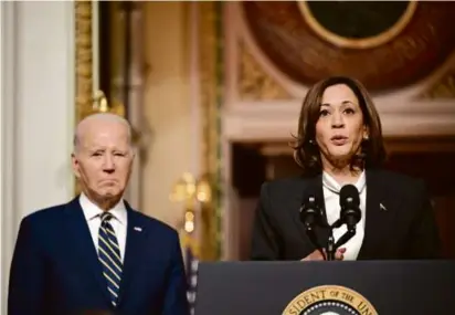  ?? MANDEL NGAN/AFP ?? Vice President Kamala Harris with President Biden at the White House last month.