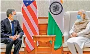  ?? — PTI ?? PM Narendra Modi with US Secretary of State Antony Blinken in New Delhi on Wednesday.