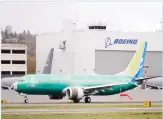  ?? (AP) ?? In this file photo, a Boeing 737 MAX 8 airplane rolls toward takeoff before a test flight at Boeing Field in Seattle. Reported Wednesday, Oct 2, a Boeing engineer filed an internal complaint alleging that company managers rejected a backup system that might have alerted pilots to problems linked to two deadly crashes involving the 737 Max jet, according to published reports.
