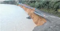  ?? ?? A section of SH35 near Te Kaha collapsed into Motu River on Wednesday evening.