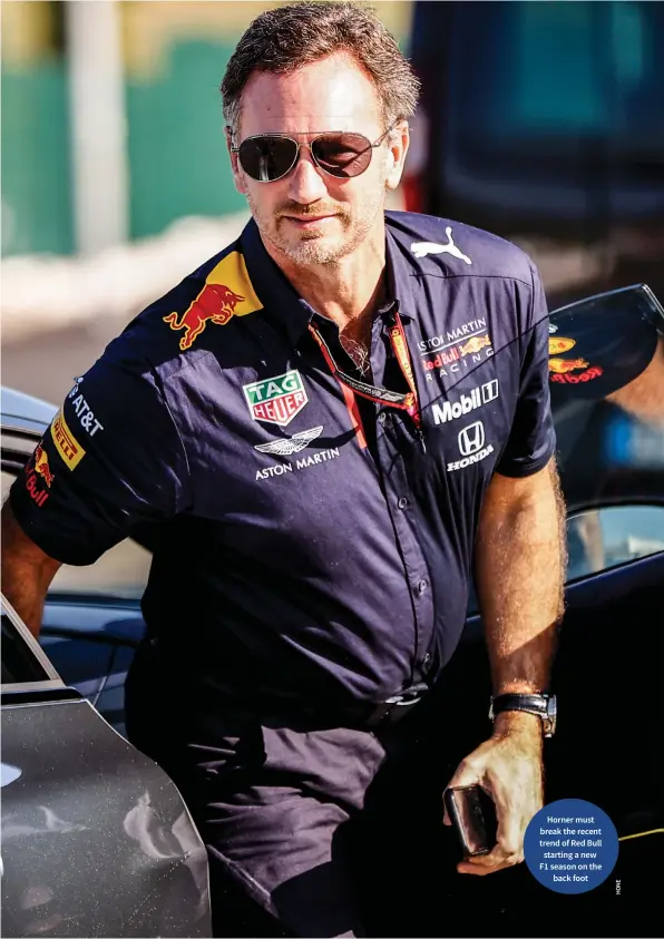  ??  ?? Horner must break the recent trend of Red Bull starting a new F1 season on the back foot