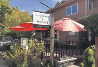  ?? MARY ORLIN/STAFF PHOTOS ?? The M4 Wine Tasting Room in Saratoga is one of eight within a few blocks on Big Basin Way.