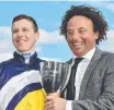  ??  ?? Trainer Simon Zahra (right) and jockey Damian Lane.