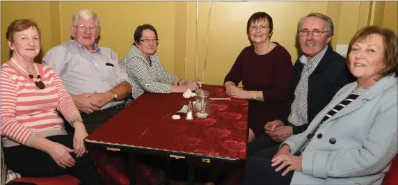  ??  ?? Friends of Kilbrin GAA Patsy Sheahan, Jack Gayer, Mary Gayer, Phil Firld, Jack Field and Noirín Brennan enjoying the reception for the 1968 and 1978 winning hurling teams.