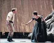  ??  ?? JOE CANNON (Paul Appleby) is confronted by Josefa Segovia (J’Nai Bridges) in Gold Rush-set work.
