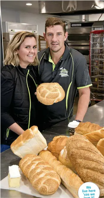  ??  ?? MAKING A CRUST: Carla and Craig Trudgett of CC’s On the Range Bakehouse at The Range Shopping Centre. PHOTO: KEVIN FARMER
