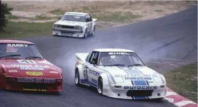  ?? ?? There was the big budget factory-backed Allan Moffat Mazda RX7 and then there were the privateers. The likes of Shiel and Barry Jones were amongst the best of them, and on their day weren’t far off Moffat’s pace especially at Amaroo Park.