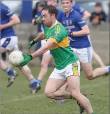  ??  ?? John O’Brien clears his lines during Sean O’Mahony’s win over Naomh Mairtin on Sunday.